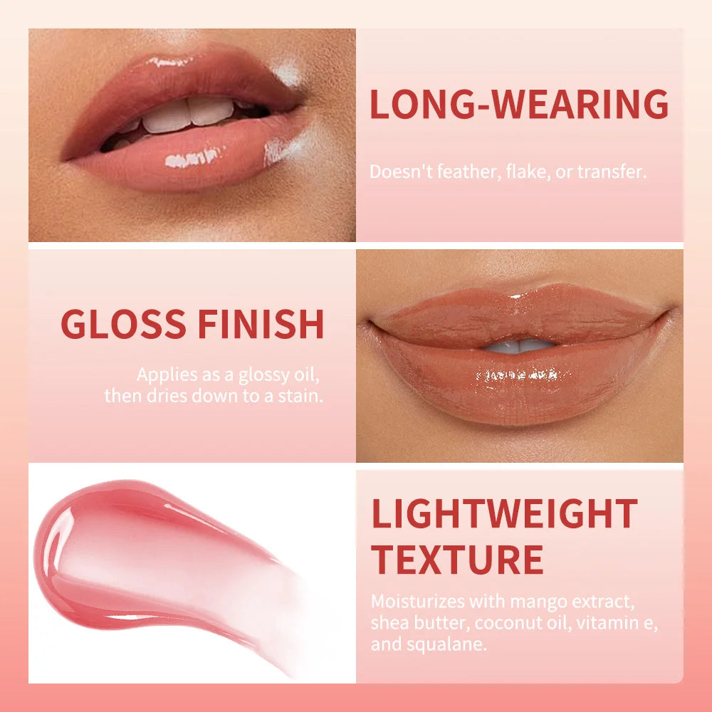 Lakerain Kulfée Lip Oil Long-lasting Moisturizing 9 Color Lip Gloss Non-Sticky Smooth Glide Deep Hydrating Lips Beauty Makeup Peaceful Pleasures Health and Wellness