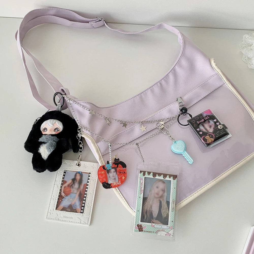 Sweet Cool Double Layered Love Chain Bag Buckle Student DIY Star