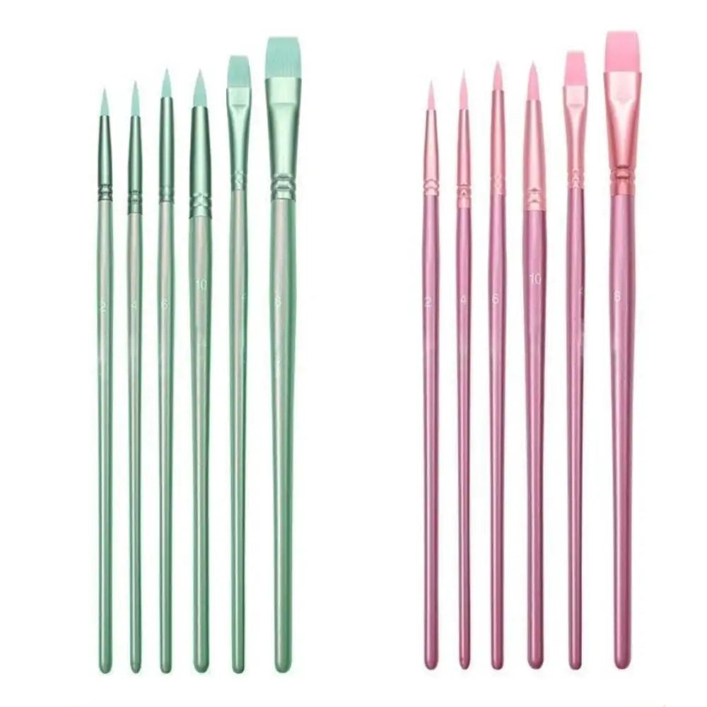 4/6pcs soft hair Painting Brush Set Different Shape Nylon Watercolor Drawing Brushes Professional Wooden Handle Peaceful Pleasures Health and Wellness