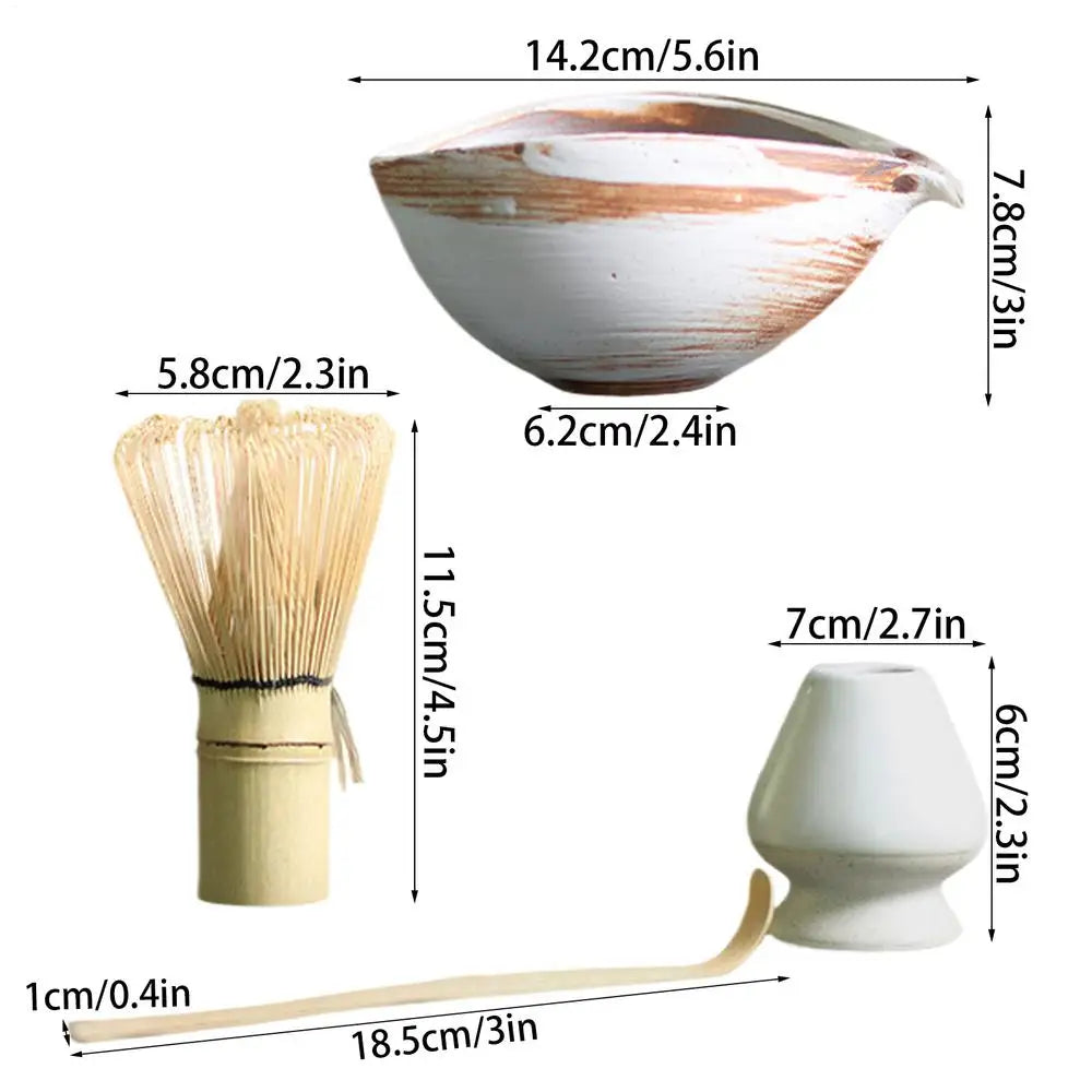 Tea Whisk Set 4-piece Ceremony Whisk Tools Traditional Tea Ceremony Kit for Bar Catering Coffee Breakfast Latte Drinks Kitchen Peaceful Pleasures Health and Wellness White CN