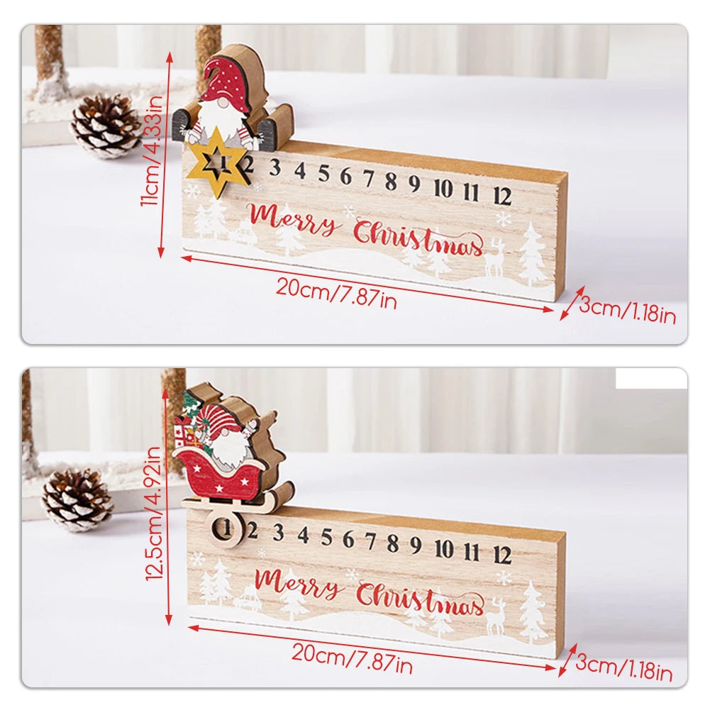 Fun Calendar Wooden Santa Countdown To Xmas Calendar Reusable Sturdy Festive Advents Calendar Desk Decoration Festive Home Decor Peaceful Pleasures Health and Wellness
