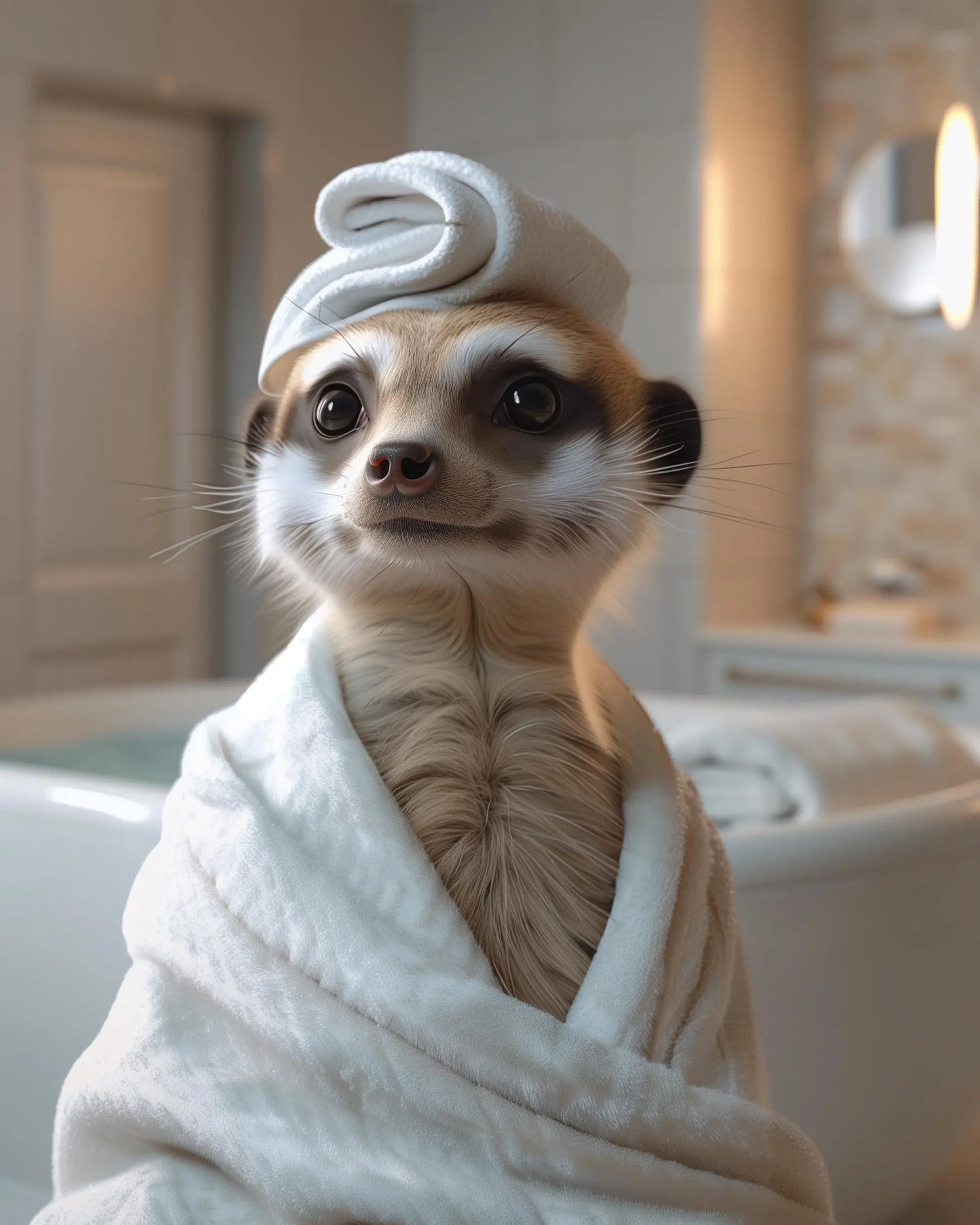 Funny Meerkat Canvas Wall Art | Cozy Animal Coffee Lover Print