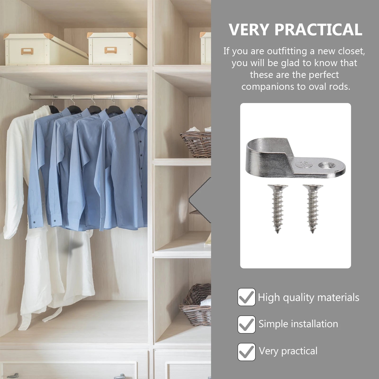 6/12/30pcs Oval Closet Rod End Supports Wardrobe Tube Support Bracket Clothes Hanging Rod End Holder With Screw Hardware Parts Peaceful Pleasures Health and Wellness