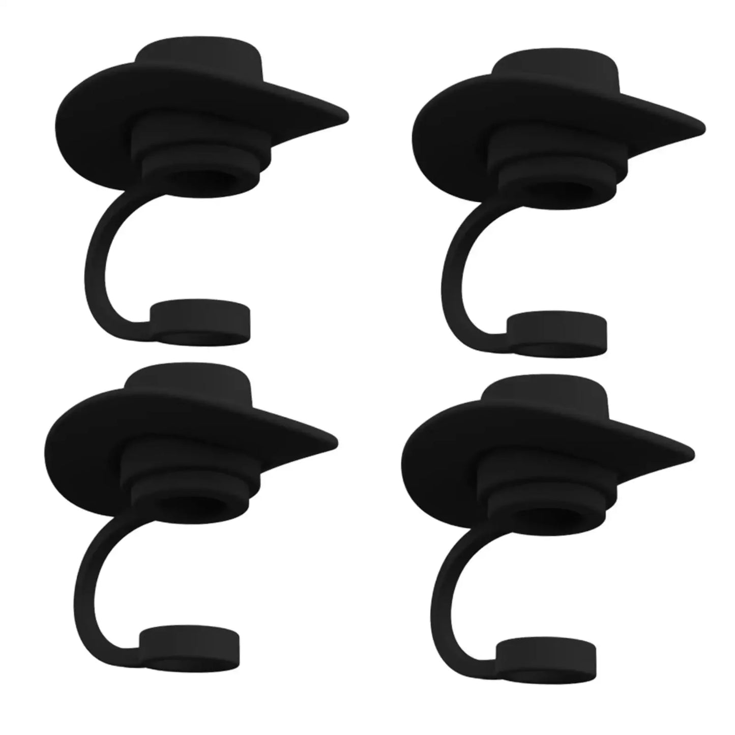 4 Pieces Straw Covers Cap Novelty Sturdy Straw Toppers Reusable Cowboy Hat Shaped for Camping Home Hiking Picnic Kitchen Peaceful Pleasures Health and Wellness black
