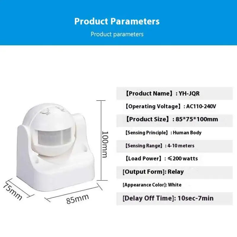 New AC 100V - 240V 180 Degree Automatic IP44 PIR Infrared Motion Sensor Induction SRound Mini Smart Delay Light Switch Peaceful Pleasures Health and Wellness 1PC