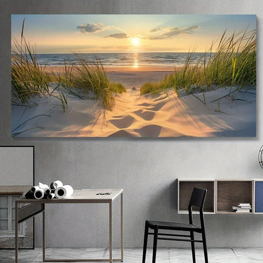 Beach Sunset Wall Art Posters Large Landscape Canvas Painting Print Nordic Wall Decoration Picture for Home Decor Unframed Peaceful Pleasures Health and Wellness