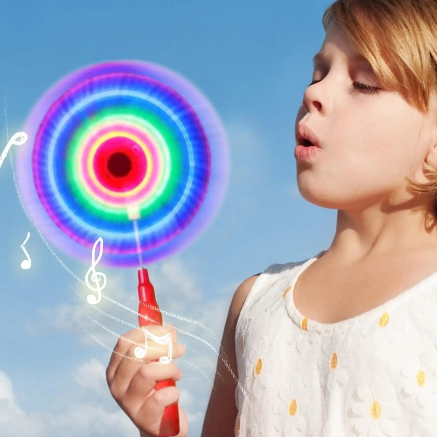 LED Music Windmill Spinner – Rainbow Glow Light-Up Kids Toy