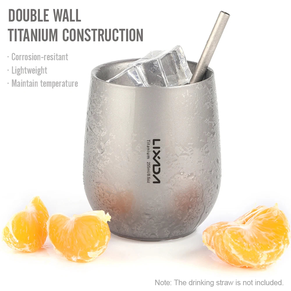 Insulated Water Cup Tea Mug Ultralight Ti Double Wall Outdoor Camping
