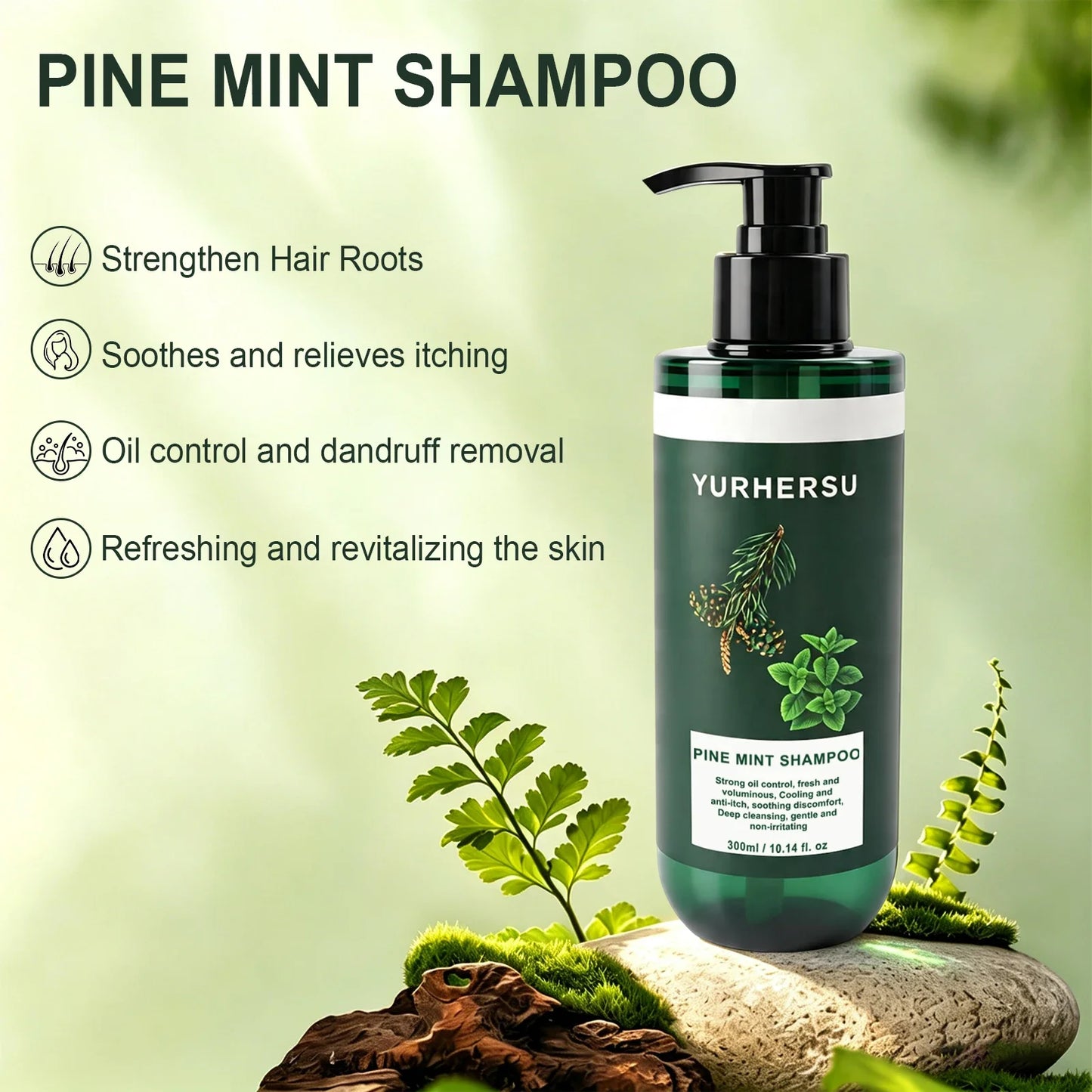 Pine & Peppermint Shampoo – Anti-Dandruff & Oil Control 300ml