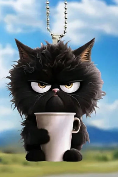 1pc Funny Black Cat Key Chain Multifunction Charm Cute Cartoon Kitten Pendant Car & Holiday Party Gifts Decorations Peaceful Pleasures Health and Wellness Coffee Black Cat