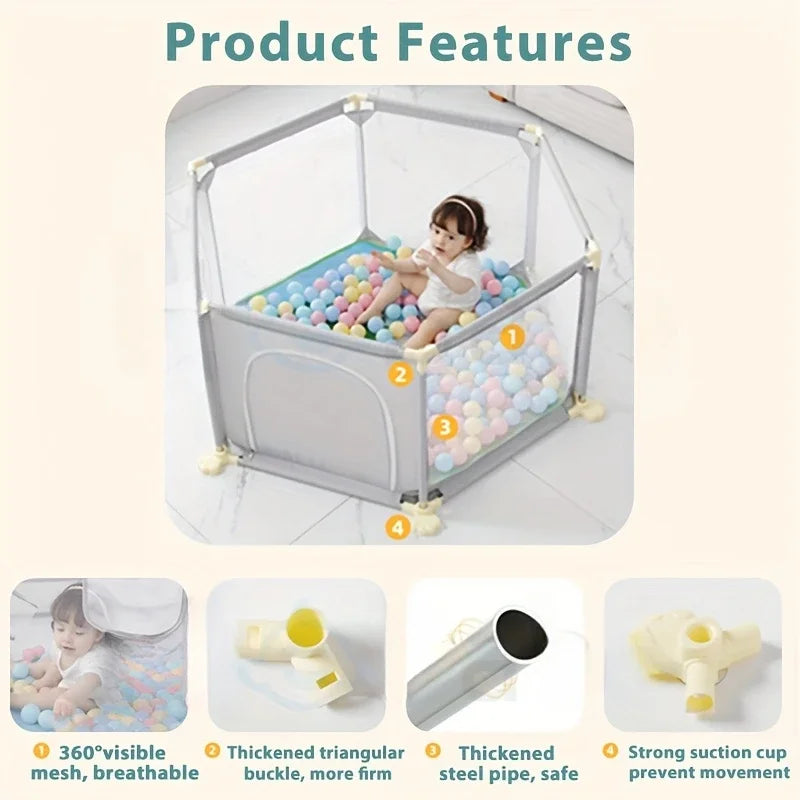 Breathable Mesh Portable Foldable Baby Playpen for Toddlers Indoor Outdoor playground Kids Activity Center Safety Fence Peaceful Pleasures Health and Wellness