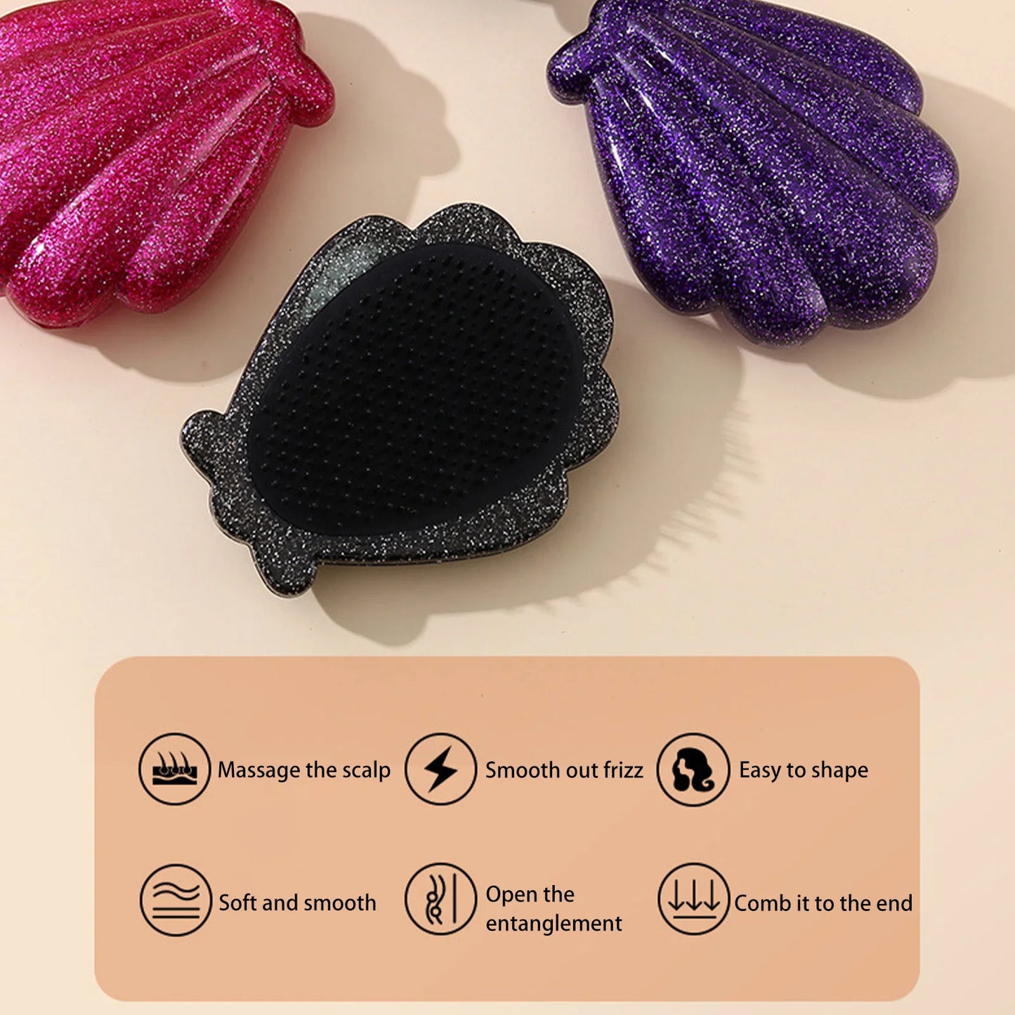 Seashell Detangling Massage Comb – Mini Hair Brush Home & Salon