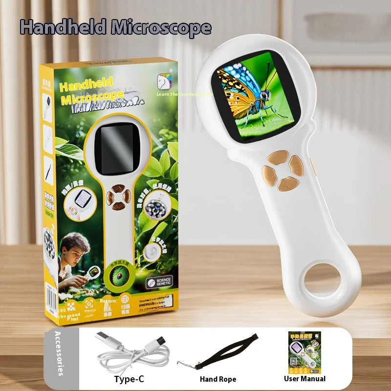 Handheld Microscope, Children's High-Definition Electronic Magnifying Glass, Scientific Experimental Toy Peaceful Pleasures Health and Wellness