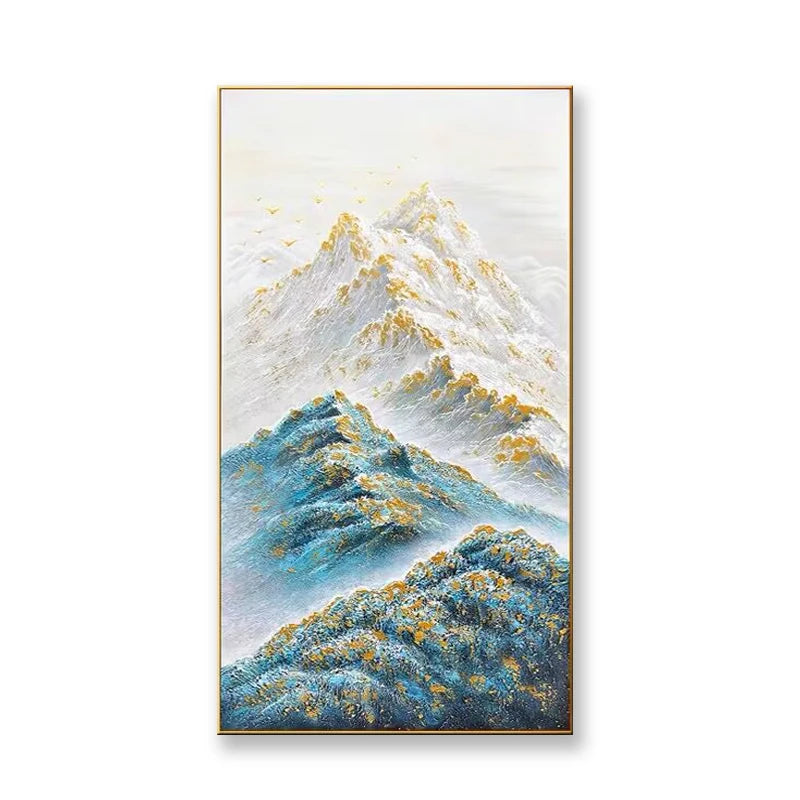 Abstract Gold Foil Mountains For Home Decor Pure Hand Painted Oil Painting On Canvas Hanging Poster Mural Picture For Living Roo Peaceful Pleasures Health and Wellness