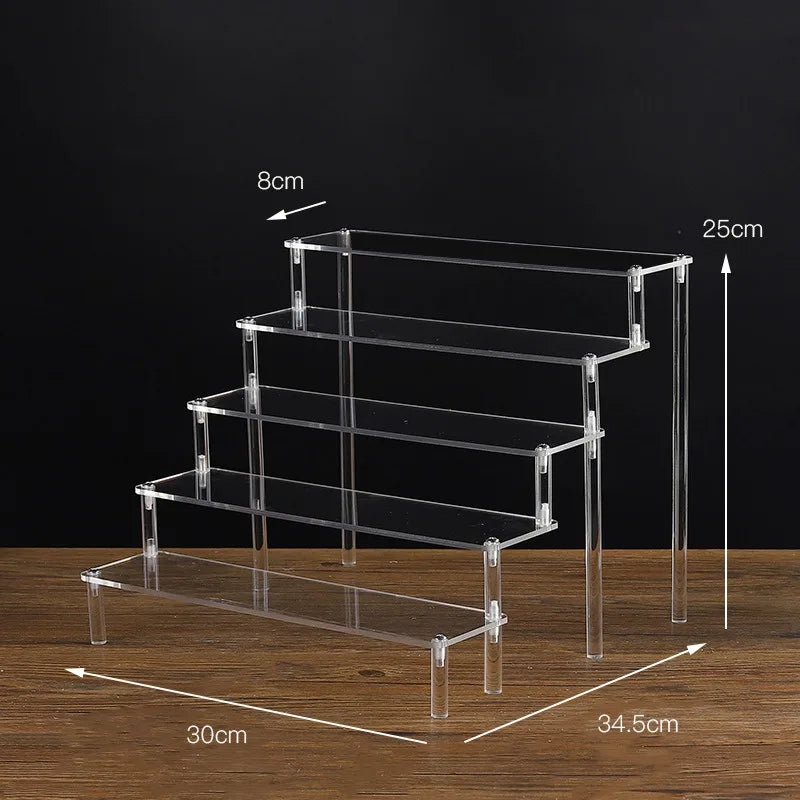 1-5 Tier Acrylic Display Stand Clear Riser Rack Cupcake Perfume Doll