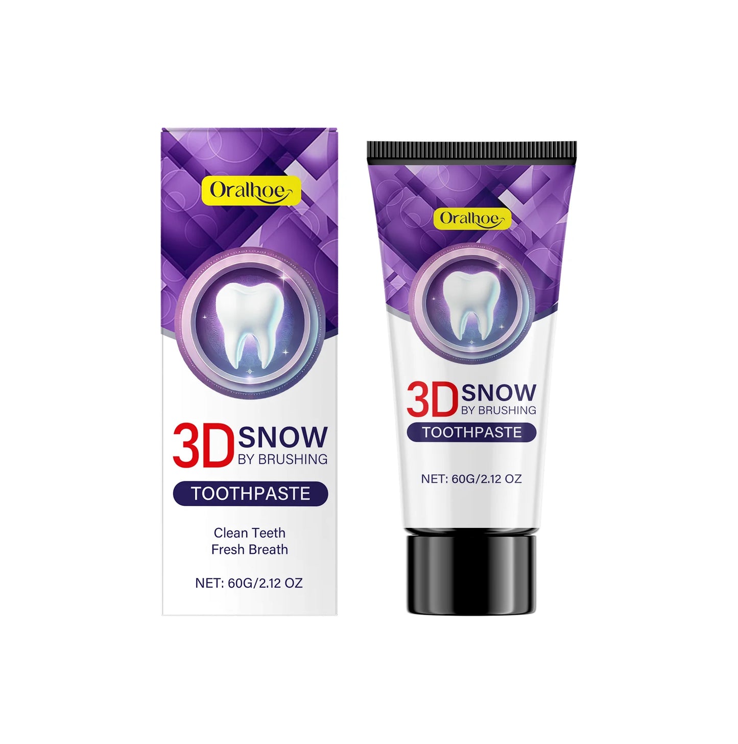 3d Snow Whitening Toothpaste Deep Cleansing Protects Enamel Plaque Stain Removal Long Lasting Fresh Breath Brightening Oral Care Peaceful Pleasures Health and Wellness 60g boxed
