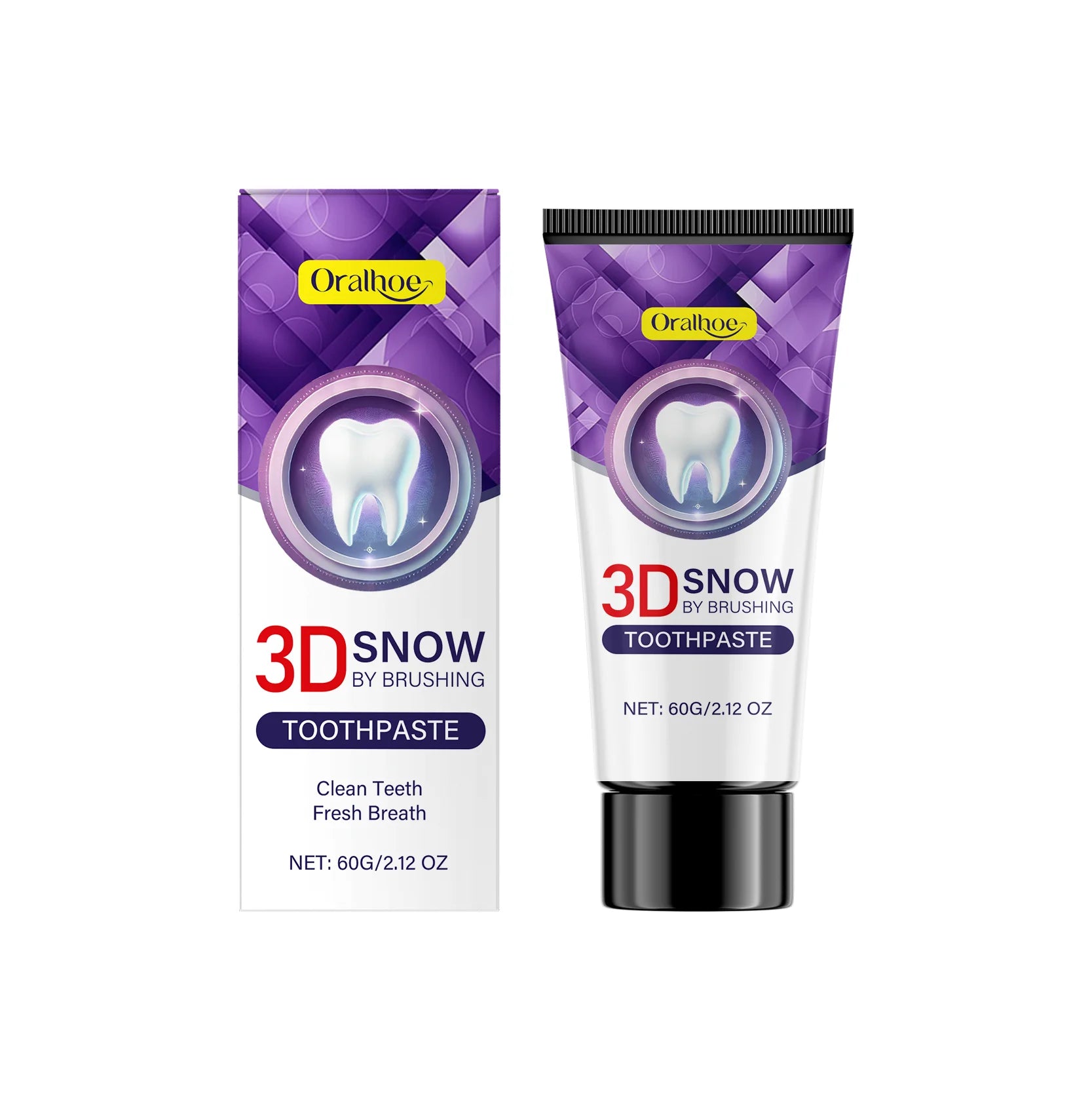 3d Snow Whitening Toothpaste Deep Cleansing Protects Enamel Plaque Stain Removal Long Lasting Fresh Breath Brightening Oral Care Peaceful Pleasures Health and Wellness 60g boxed