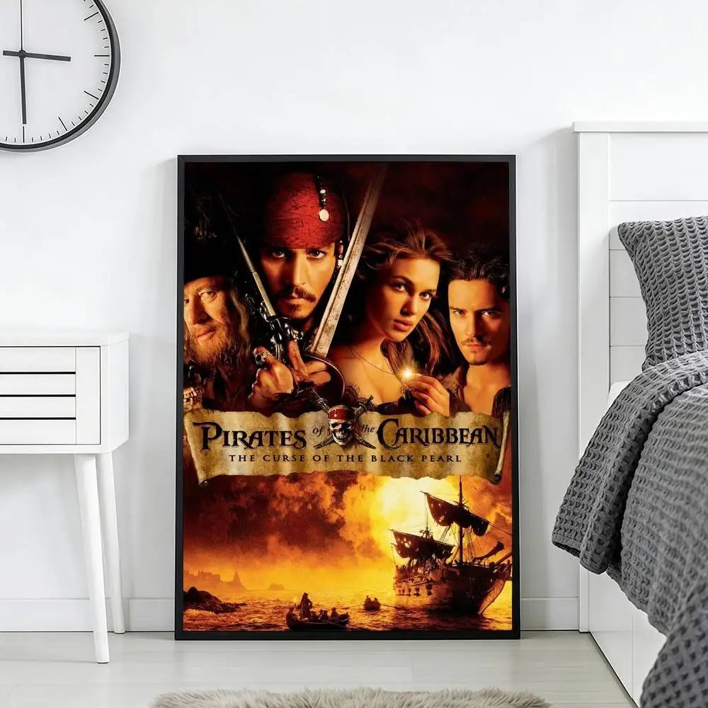 Pirates of the Caribbean Retro Canvas Wall Art Print | Unframed