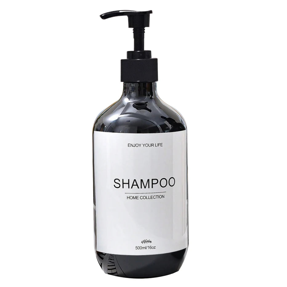 500ml Shampoo Body Wash Conditioner Dispenser Bottle Bathroom Waterproof Pre-Labeled Refillable Shampoo Bottle Soap Container Peaceful Pleasures Health and Wellness A-black-shampoo 500ml