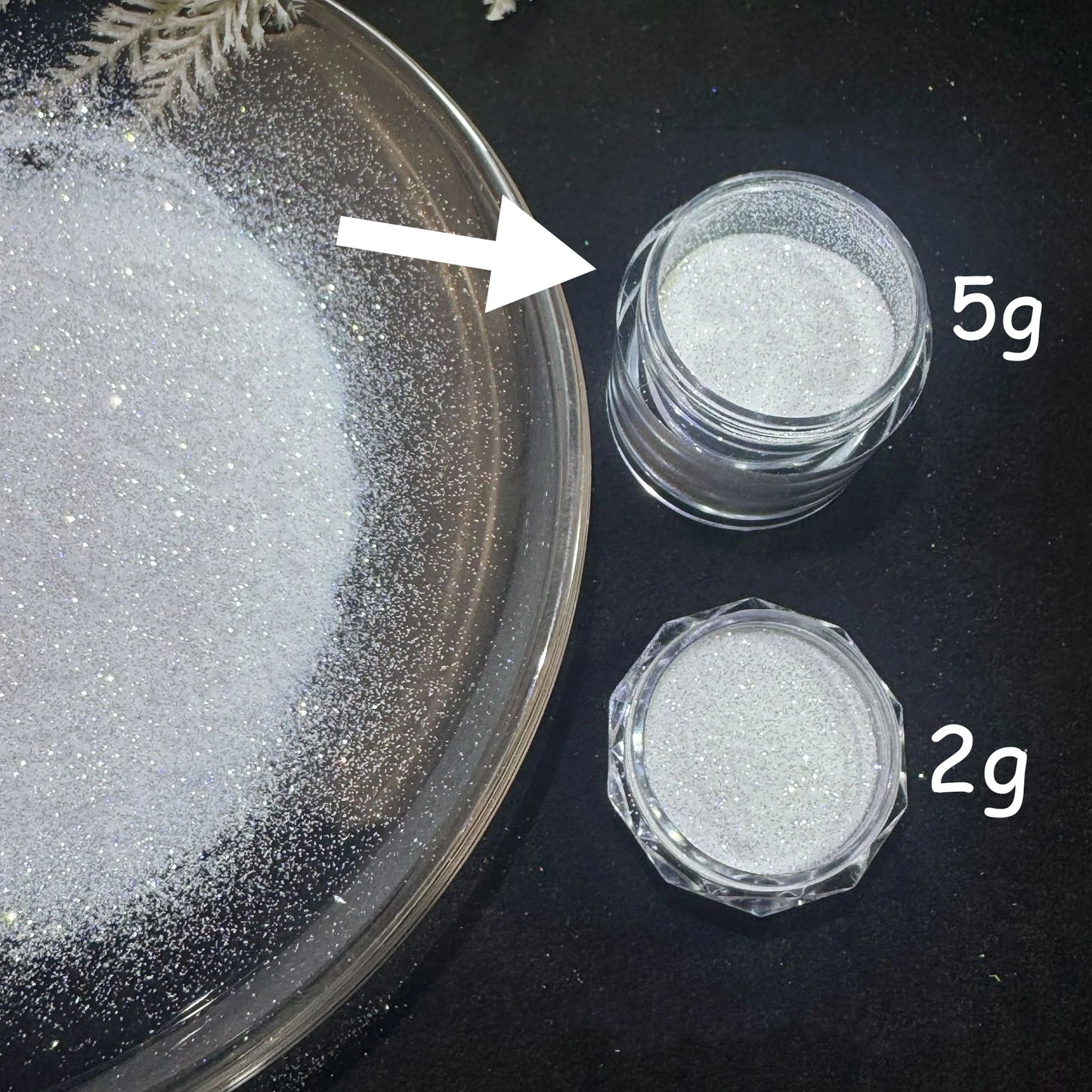 Aurora Chrome Nail Glitter Powder | White Holographic Sparkle 500g