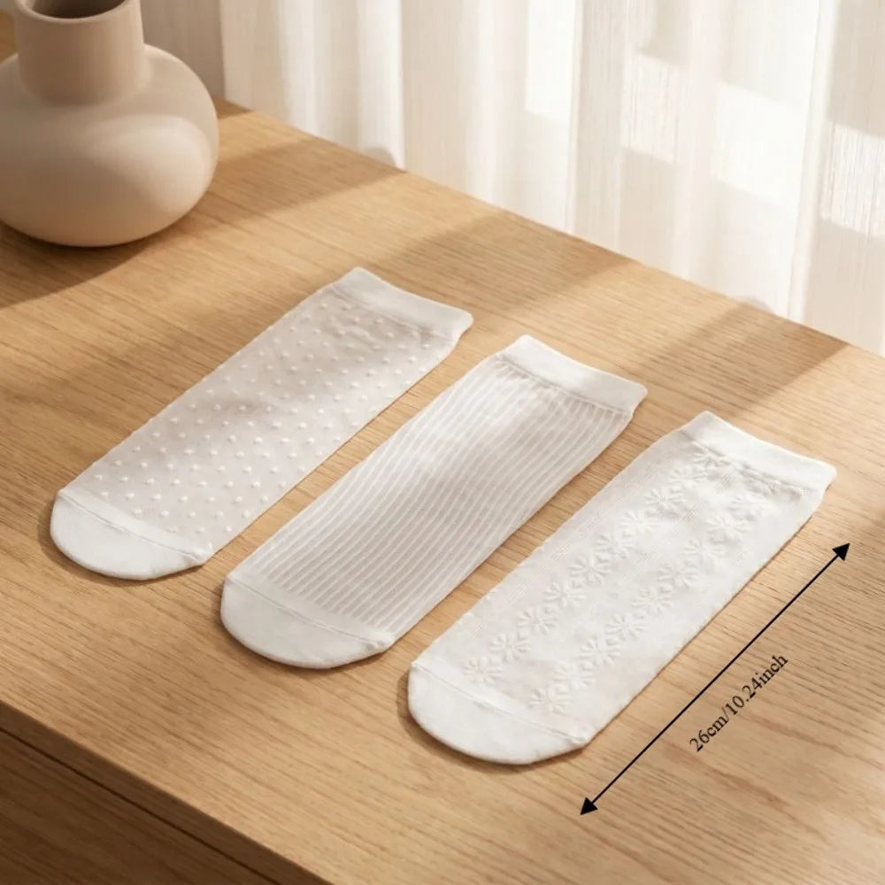 Women's Ruffled Lace Mesh Socks | Sheer Ice Silk Mid-Tube Lace Mesh Socks Peaceful Pleasures Health and Wellness