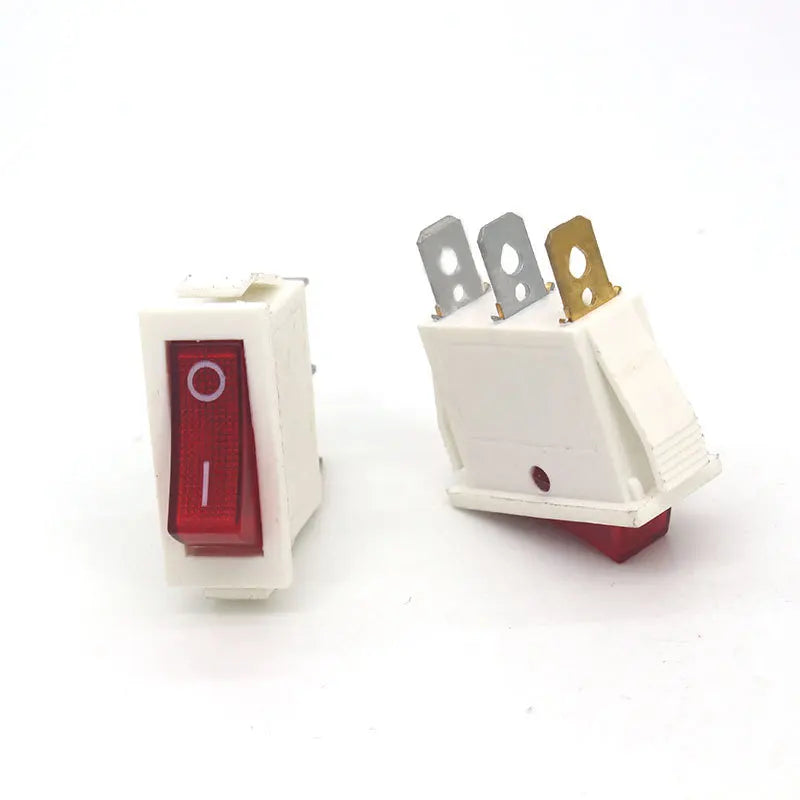 5PCS KCD3 Rocker Switch ON-OFF ON-OFF-ON 2/3Position 2/3Pins Electrical Equipment With Light Power Switch 16A 250V / 20A 125V AC Peaceful Pleasures Health and Wellness White Red light