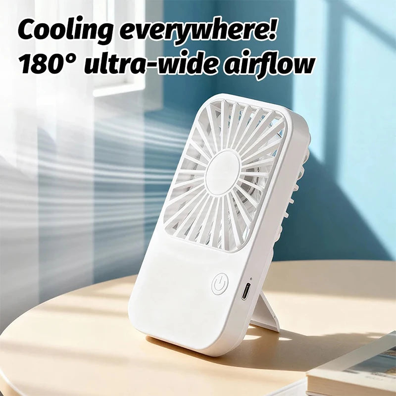  Ultra Thin Portable Pocket Fan USB Rechargeable 3-Speed Adjustable Handheld Fans With Stand 2-in-1 Desk Fan For Outdoor Travel Peaceful Pleasures Health and Wellness