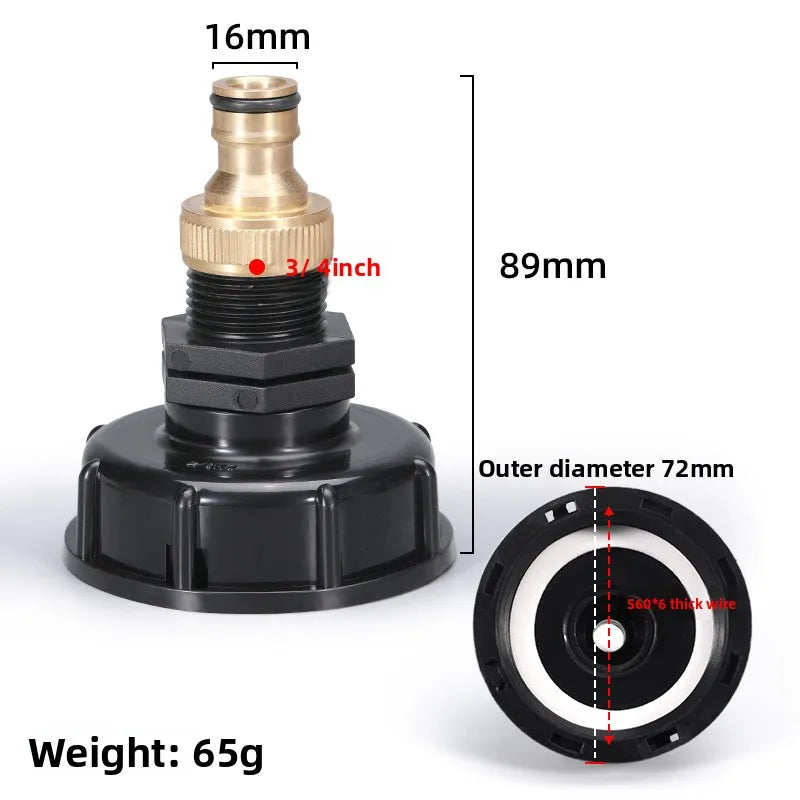 IBC Tank Adapter S60x6 to 1/2" & 3/4" Male Female Spout