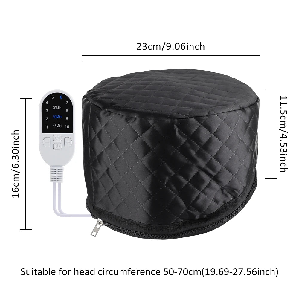 Hair Steamer Cap for Deep Conditioning, Electric Heating Thermal Hat with 10 Heat Levels 3 Timers, Home Spa Care Bonnet Peaceful Pleasures Health and Wellness