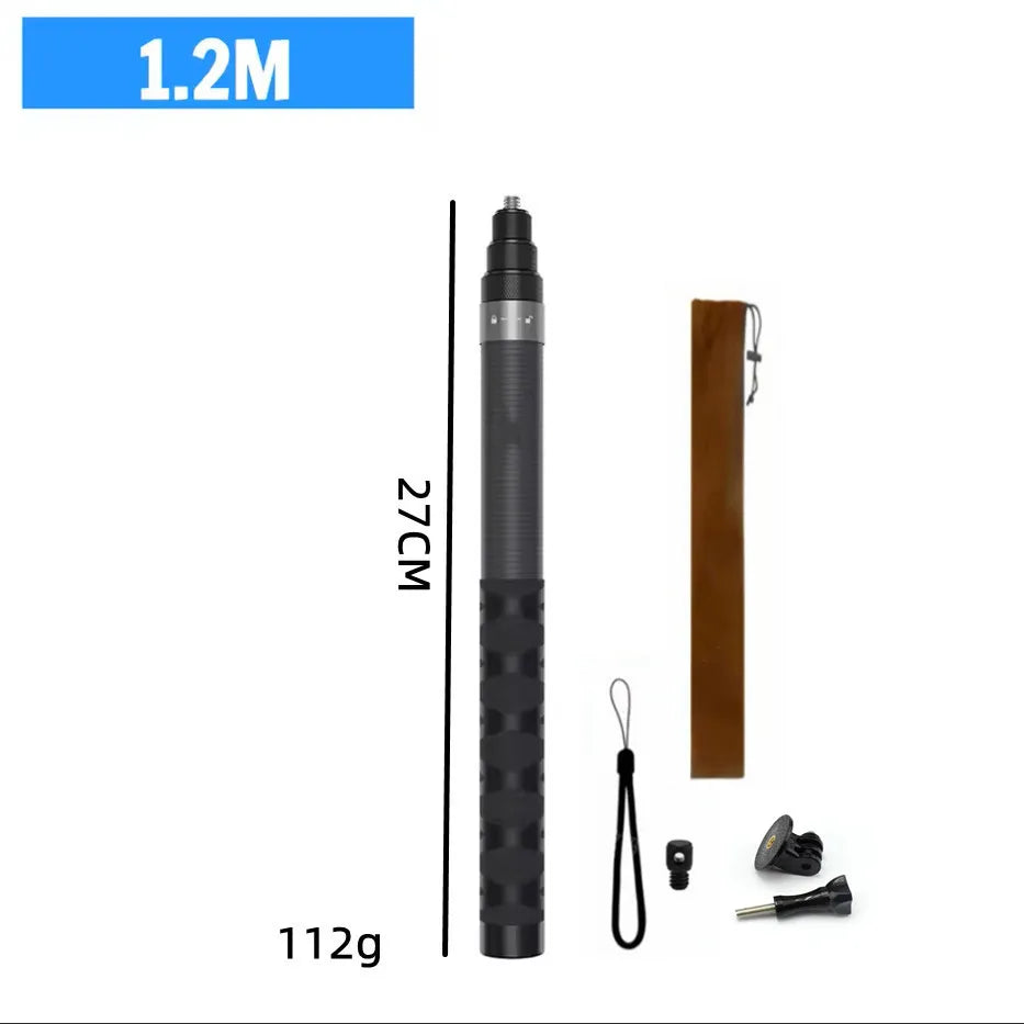 Carbon Fiber Invisible Selfie Stick 1.2M–3M | DJI Insta360