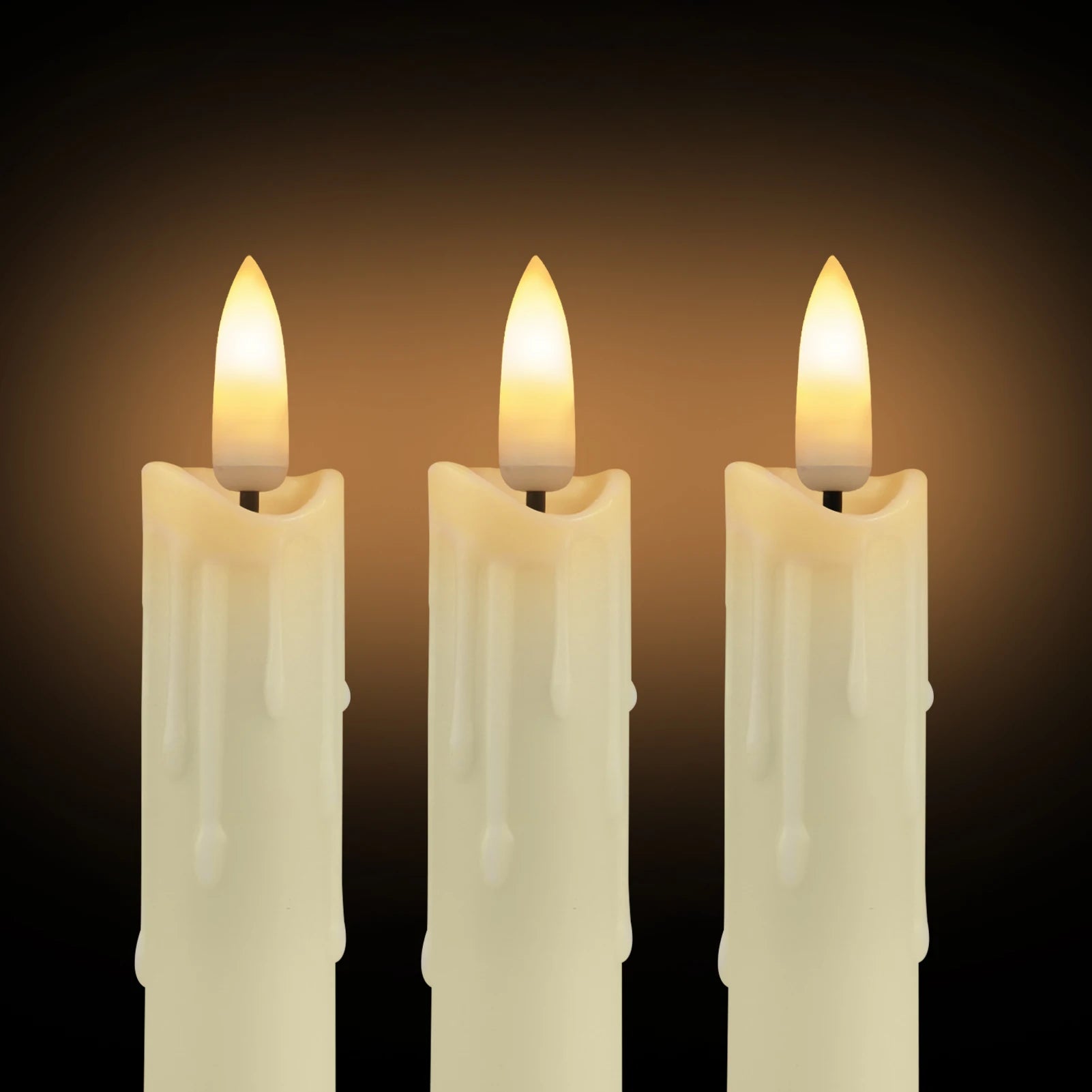 Pack of 6/12/24pc LED Flameless Flickering Taper Candles with Remote Ivory Candlesticks for Xmas Wedding Fireplace Decoration Peaceful Pleasures Health and Wellness