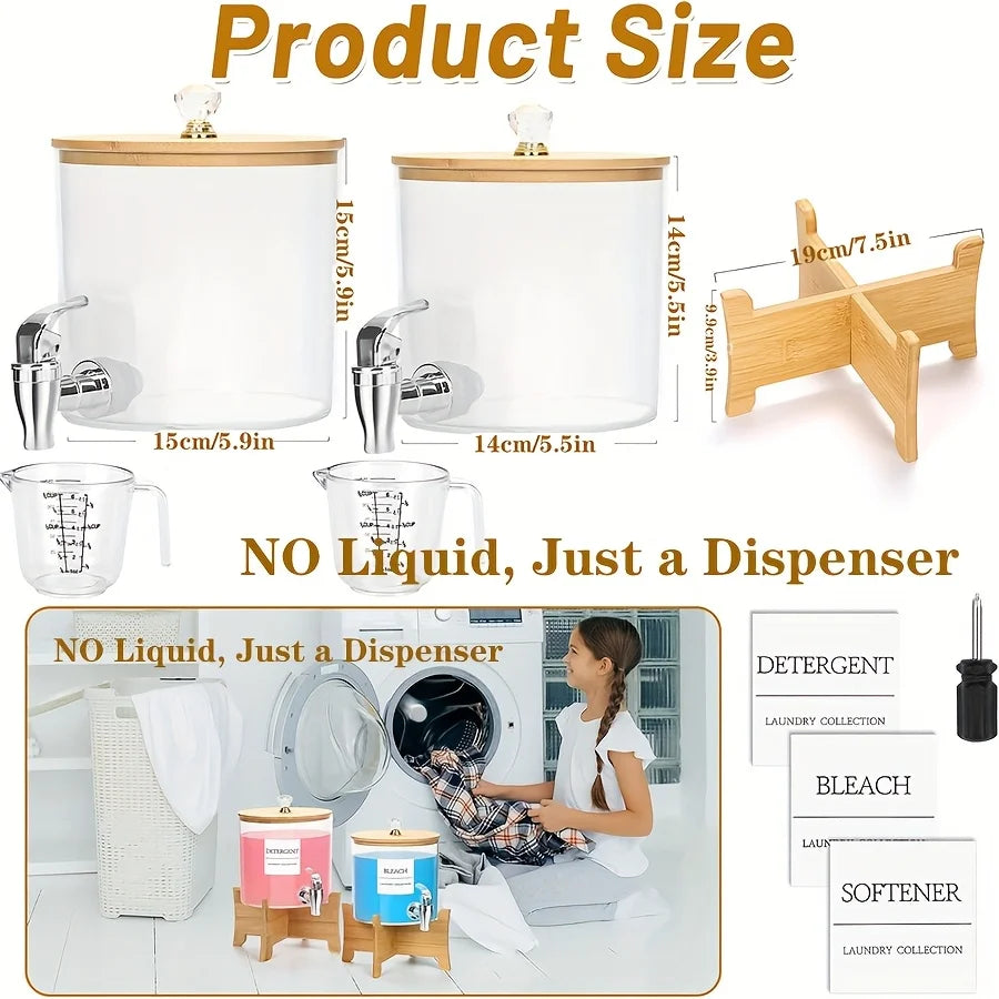 Laundry Detergent Dispenser with Stand – 1 or 2 Pack Faucet-Style Soap Container Organizer