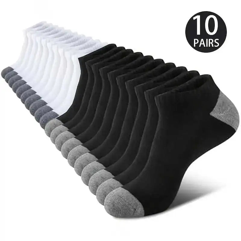 10 Pairs Of Comfortable Breathable Socks Sweat Absorbing Odor Proof Low Cut Solid Color Socks Suitable For Outdoor Activities Peaceful Pleasures Health and Wellness 10 Pairs Mix One Size