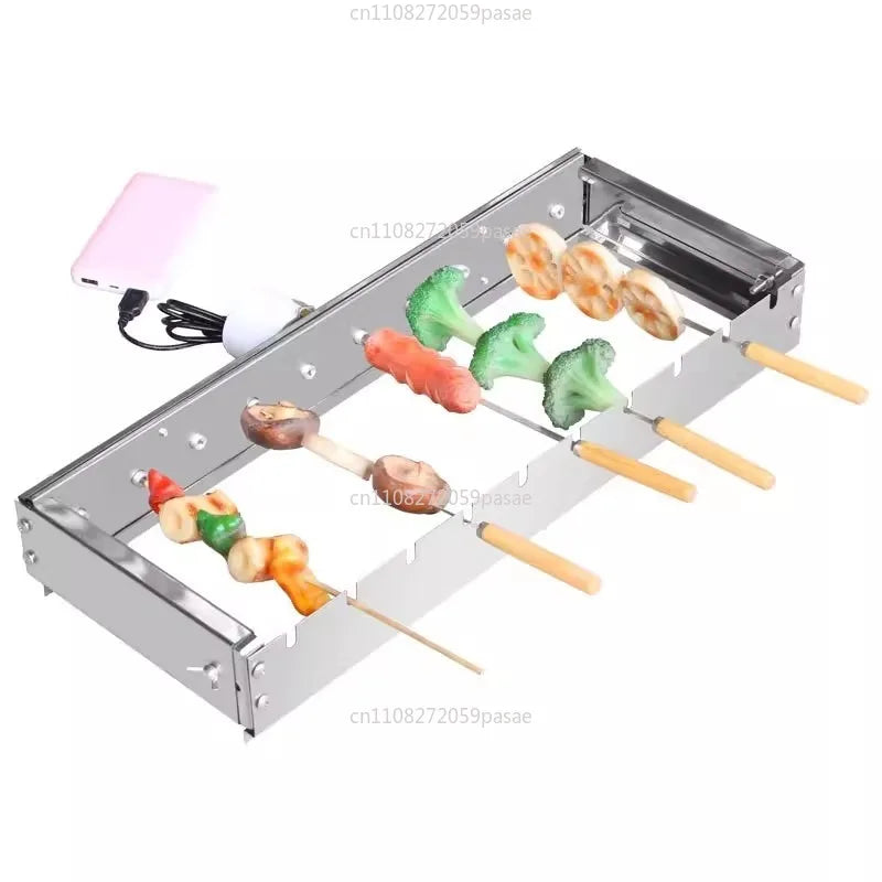 Auto-Rotate Stainless Steel BBQ Skewer & Hot Dog Roller Grill