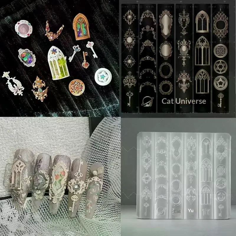 3D Silicone Nail Art Mold European Style Retro Patterns Candlestick Candle Design Decor DIY Transparent Manicure Template Peaceful Pleasures Health and Wellness