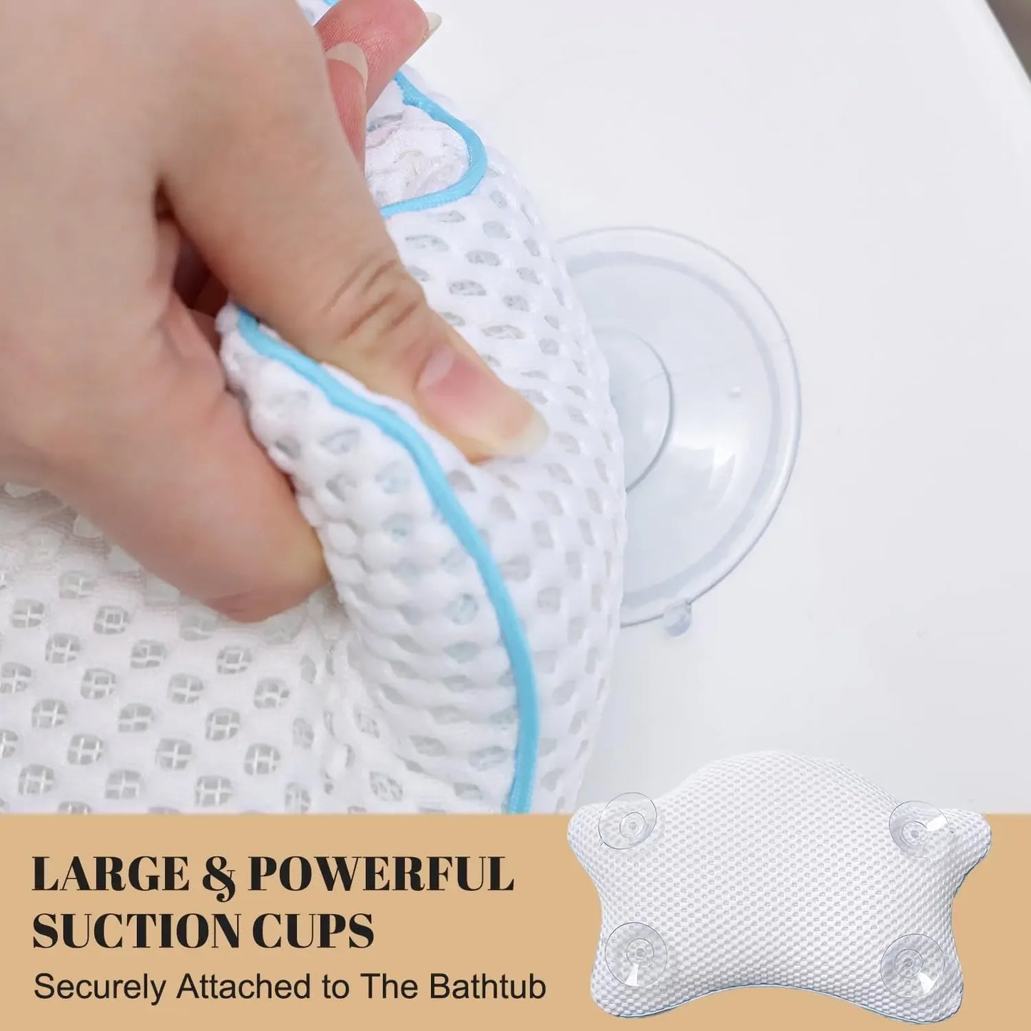 Luxury Spa Bathtub Pillow – Quick-Dry Air Mesh, 4 Suction Cups Bath Accessories Peaceful Pleasures Health and Wellness