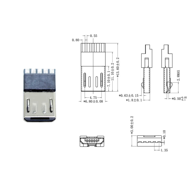 20pcs Micro USB 2.0 Male 2p/4p/5Pin USB Connectors USB Connector Port Jack Tail Sockect Plug Terminal Peaceful Pleasures Health and Wellness