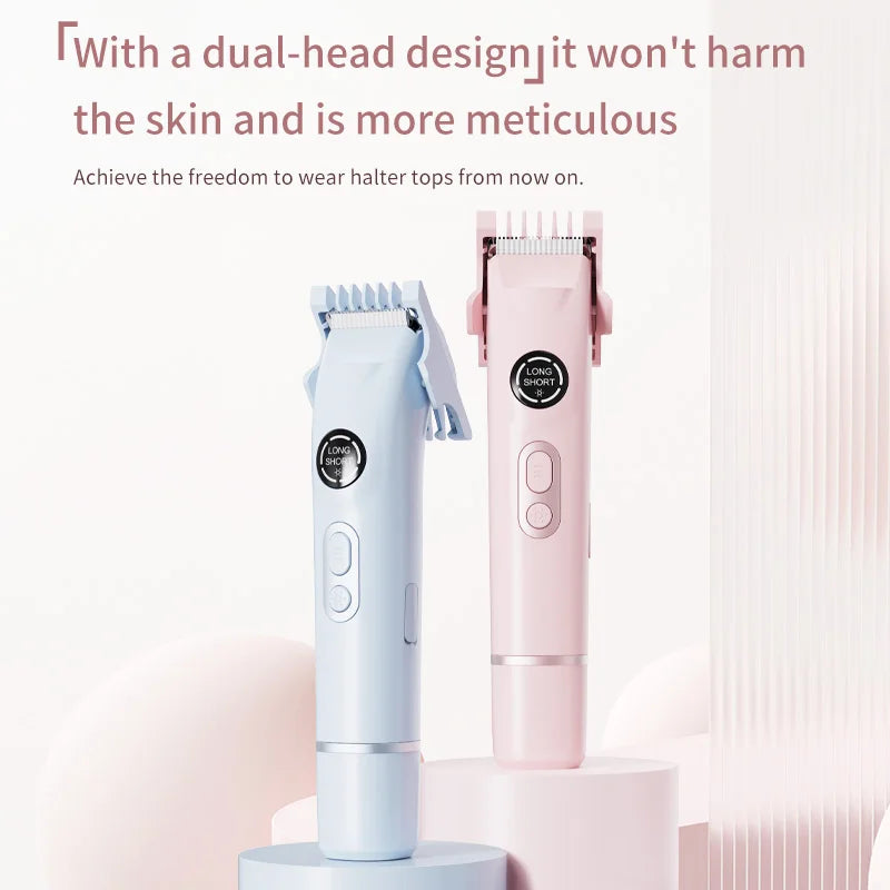Portable Dual-Head ABS Shaver Electric Epilator Waterproof New Design for Women Private Area Body Hair Beauty Personal Care Peaceful Pleasures Health and Wellness