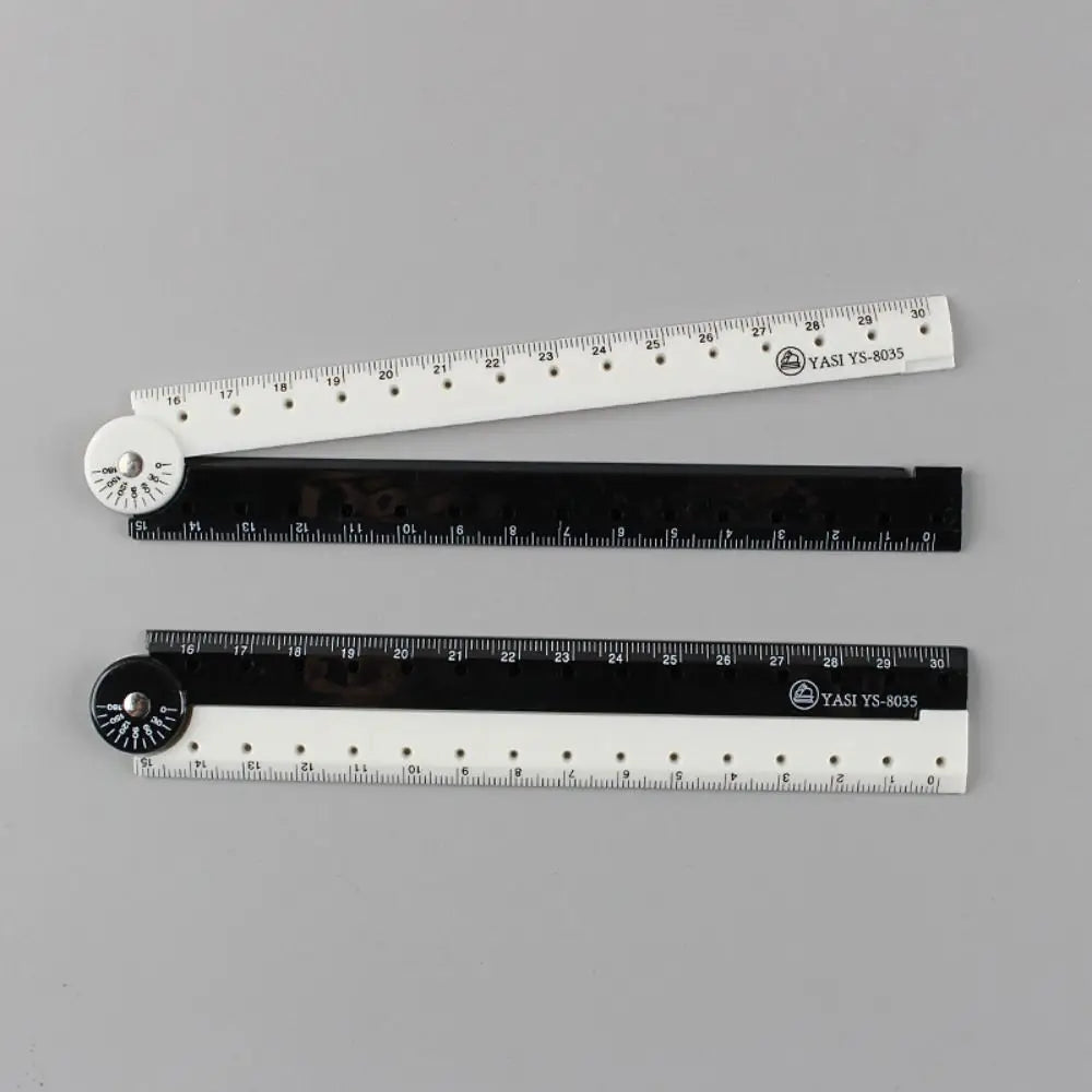 Creative Black And White Folding Ruler Drawing Plastic Straight Ruler Bookmark Multifunctional Scale Ruler Office Peaceful Pleasures Health and Wellness