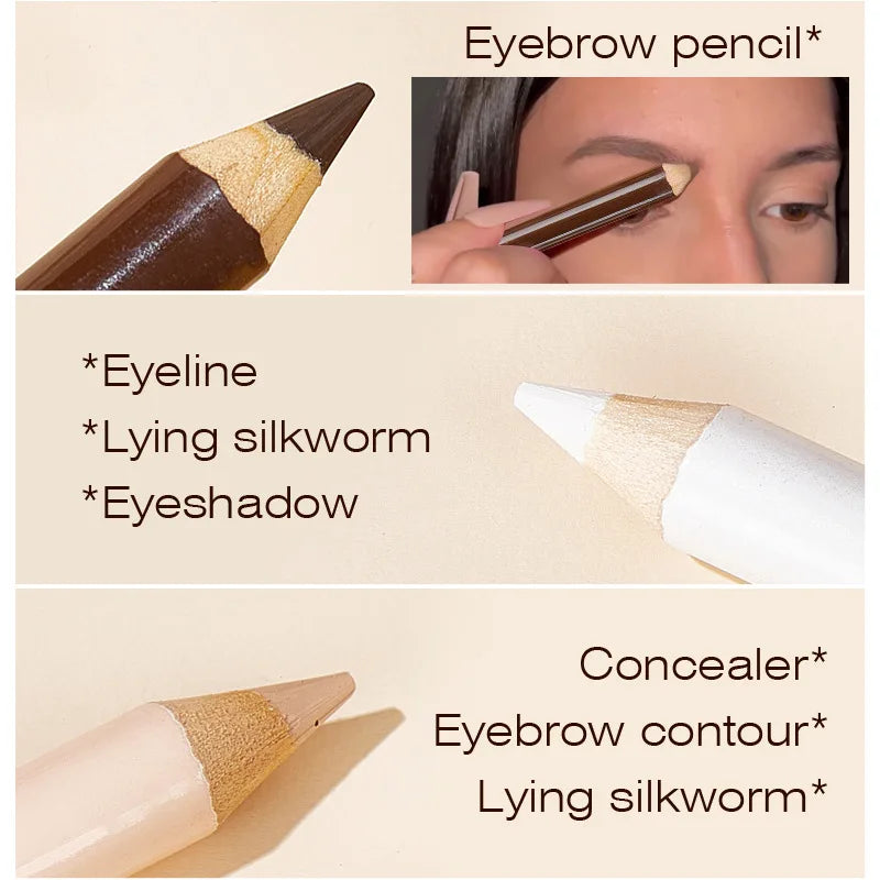 3-Piece Wooden Eyeshadow Liner & Contour Concealer Pencil Set