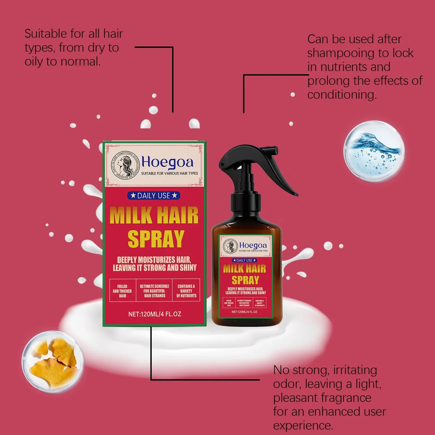 HOEGOA Milk Spray – Leave-In Conditioner & Detangler 120ml