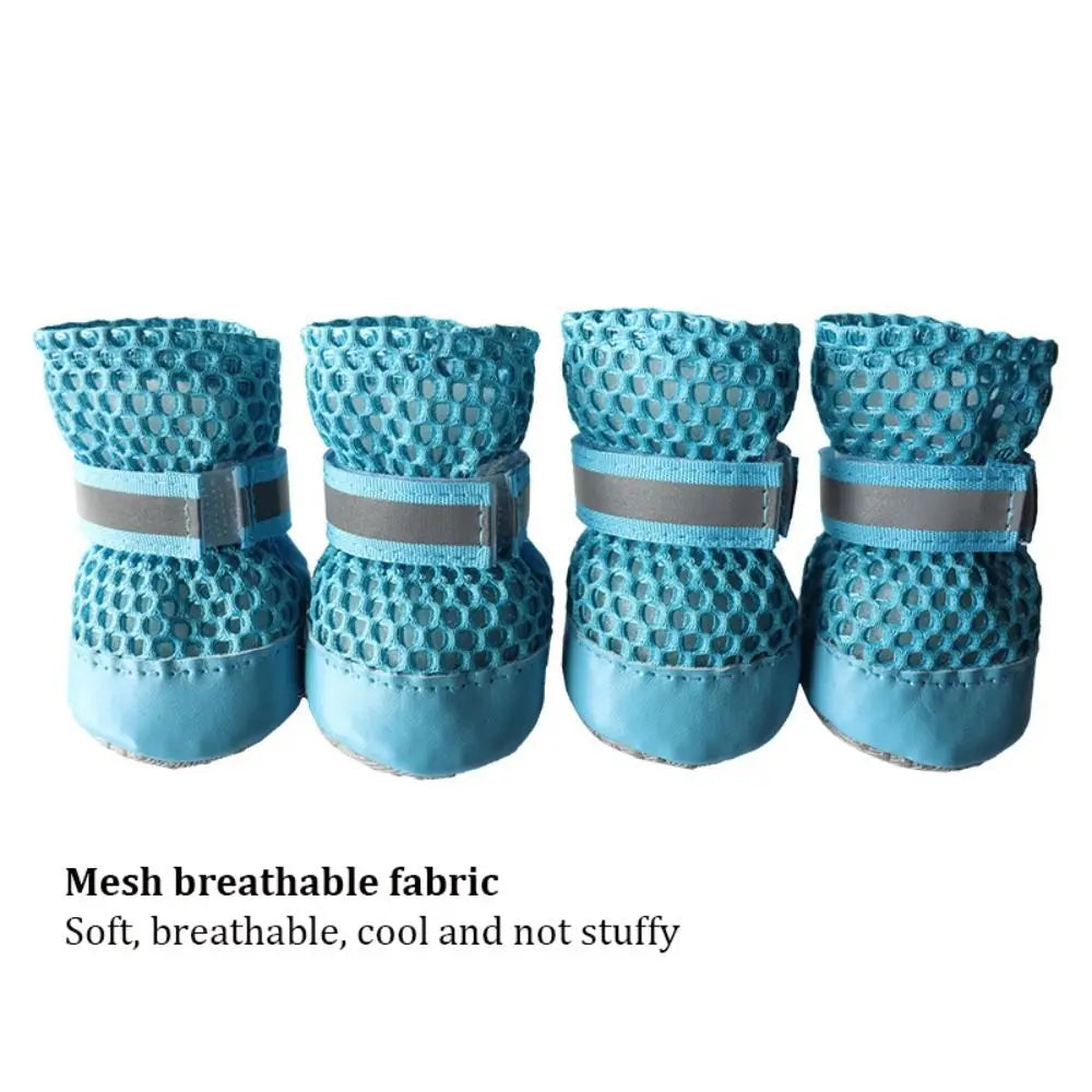 Breathable Dog Boots 4-Pack | Non-Slip Adjustable Puppy Shoes