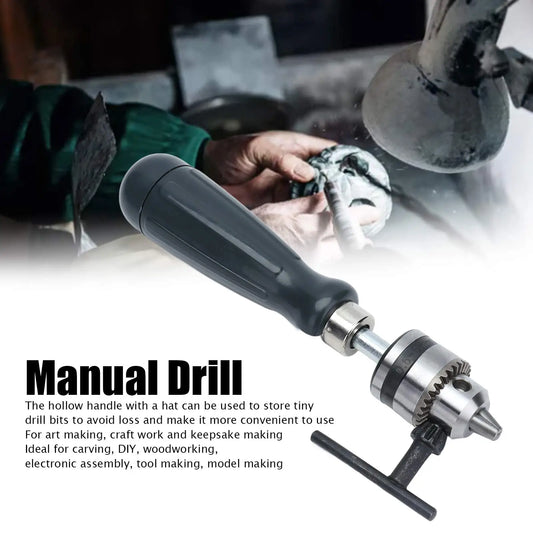 Hand Drill Carbon Steel Manual Crank Drill with Chuck Key and Drill Bit for Plastic Wood Jewelry Resin Nut Mini Hand Drill Peaceful Pleasures Health and Wellness