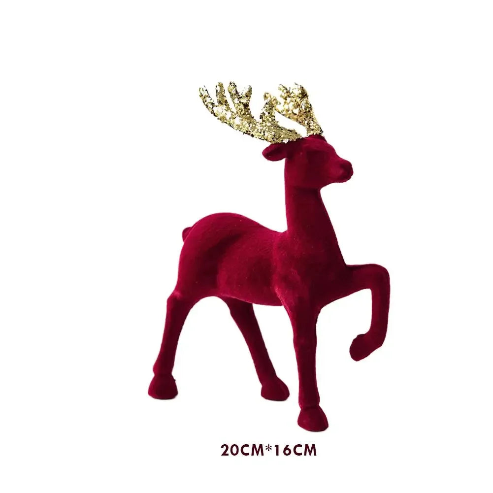 1PCS House Tabletop Decor Hanging Baubles Flocking Mini Deer Pendant Elk Christmas Reindeer Deer Ornaments Decorations Peaceful Pleasures Health and Wellness 03