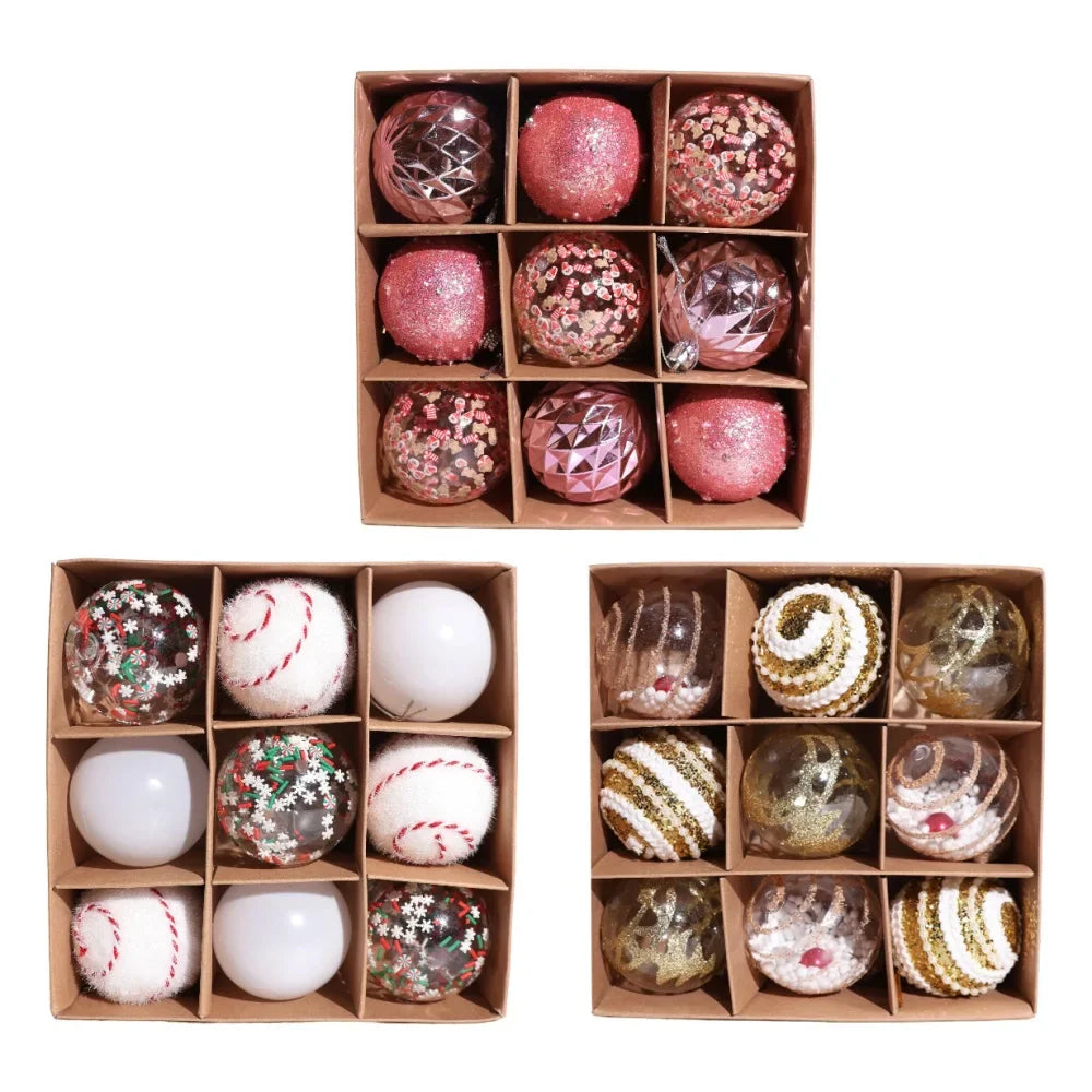 9-Piece DIY Painting Christmas Ball Ornaments Set | 6cm Xmas Tree