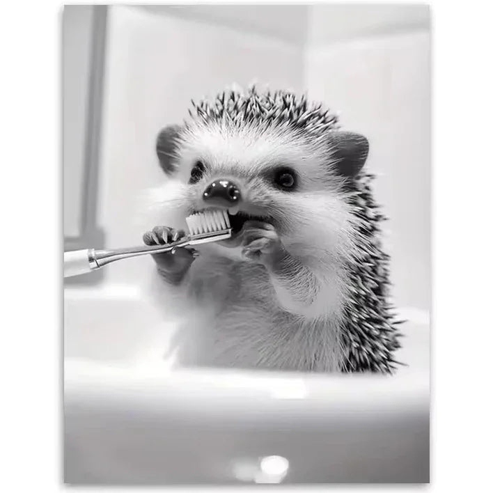 Funny Otter Toilet Paper Canvas Wall Art | Bathroom Poster