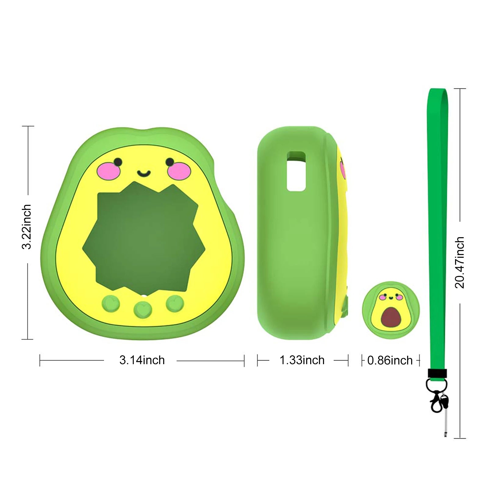 For Tamagotchi Paradise Avocado Shape Silicone Protective Shell Shockproof Anti-Scratch Protect Shell Set Gaming Accessories Peaceful Pleasures Health and Wellness