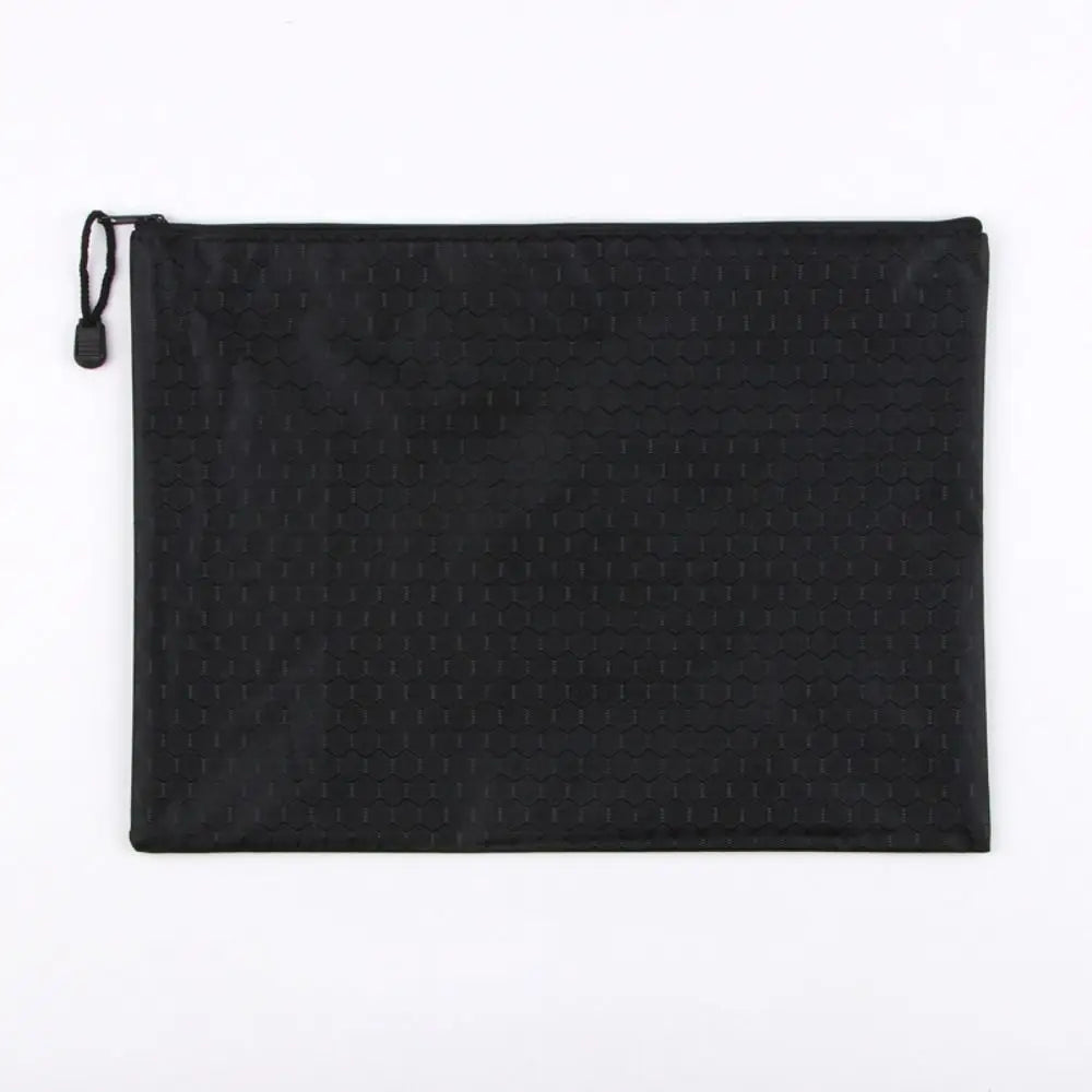 Color A4 Zipper File Bag Portable Waterproof Stationery Storage Mesh Bag Large Capacity Oxford Cloth File Folder Data Storage Peaceful Pleasures Health and Wellness black