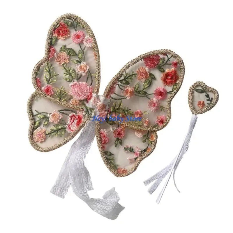 Baby Girls Lace Angel Wings & Wand Set – Photo Prop