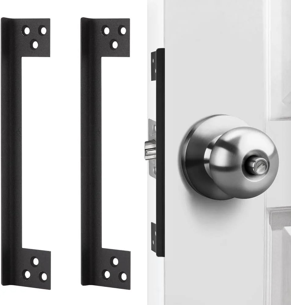 Door Latch Guard Home Security Lock Plate L-shaped Outswing Protector